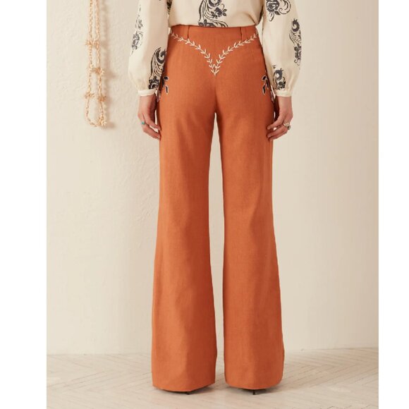 Alix of Bohemia *NEW* Charlie Sienna Poppy Embroidered Pant - Picture 5 of 16